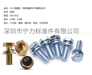 外六角螺栓、彈簧墊圈與平墊圈組合件